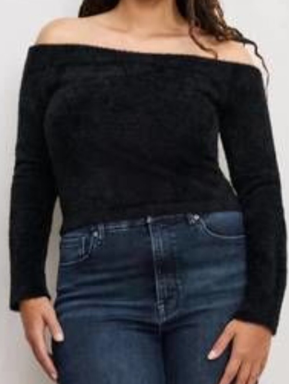 Good American Cozy Knit Off The Shoulder Sweater Size 6/22-24 NWOT